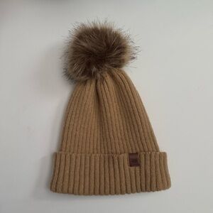 Lucky Brand Tan Pom-Pom Beanie